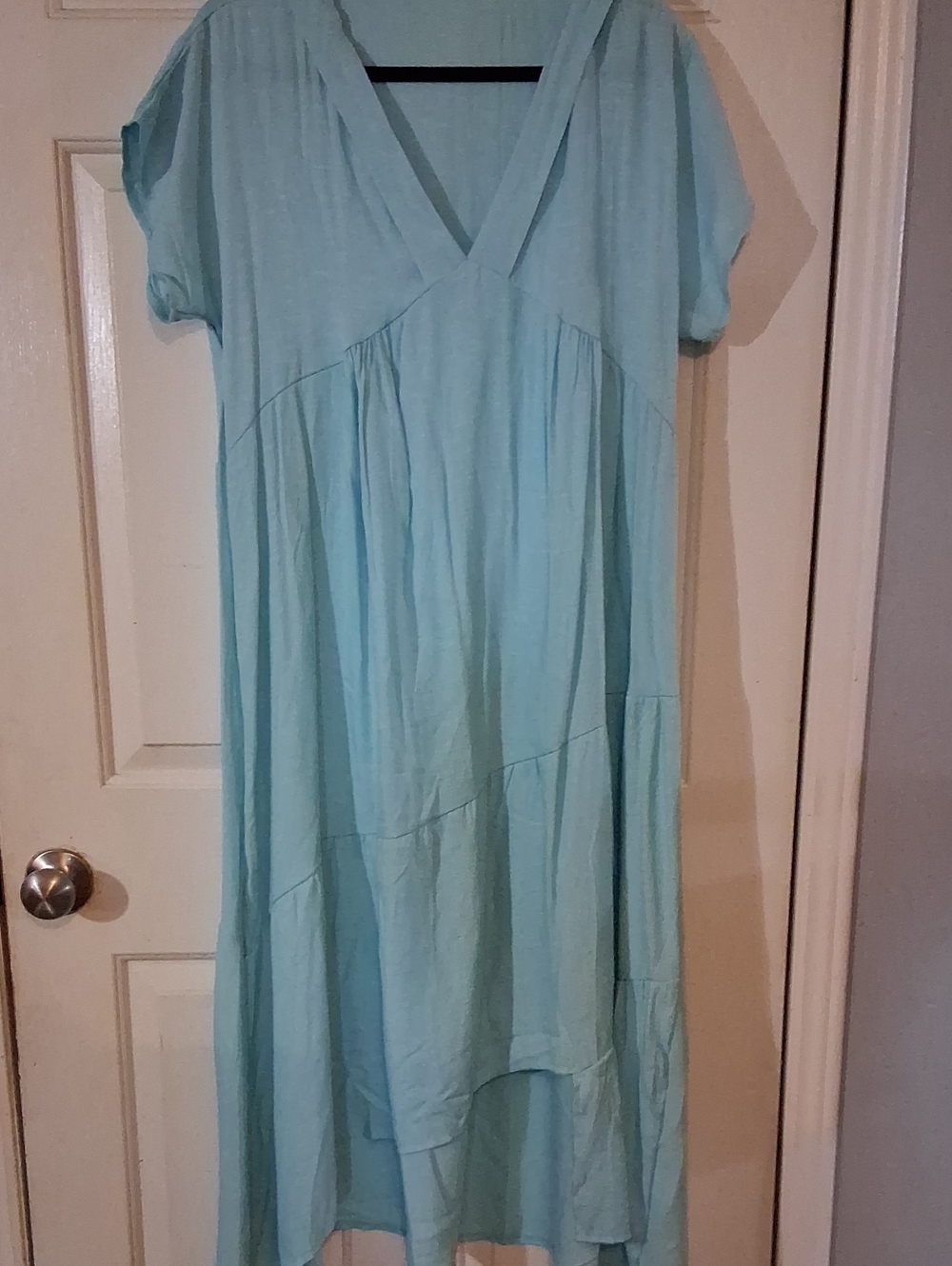 Light Blue V-Neck Women's Tunic Dress